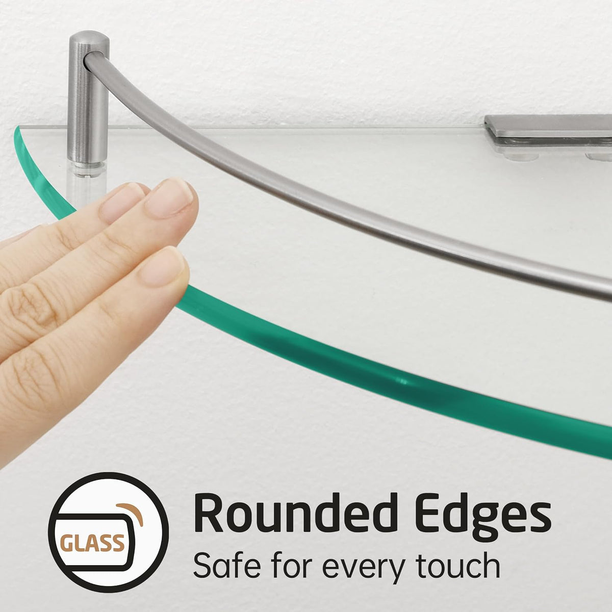 KES Glass Corner Shelf for Bathroom Corner Shelf 2 Pack Tempered Glass Shelf with Rail SUS 304