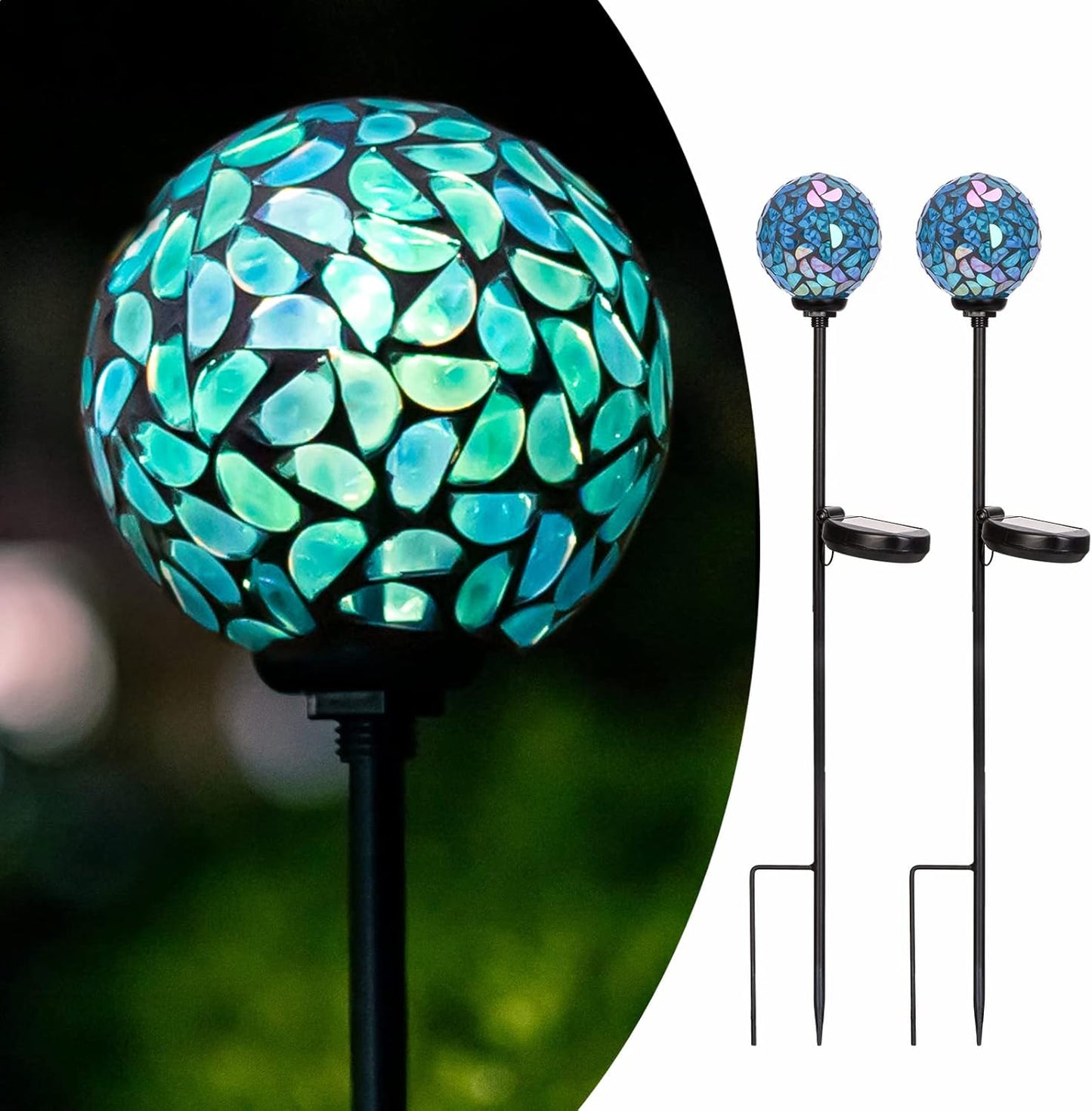 Afirst Solar Outdoor Lights Decorative Mosaic - Solar Garden Stakes Mosaic Gazing Ball Waterproof