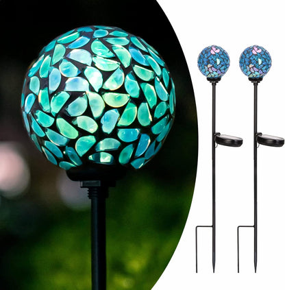 Afirst Solar Outdoor Lights Decorative Mosaic - Solar Garden Stakes Mosaic Gazing Ball Waterproof