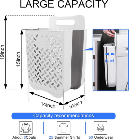Laundry Basket Hamper,Hanging Wall Collapsible Laundry with Handle,Space-Saving Foldable Storage