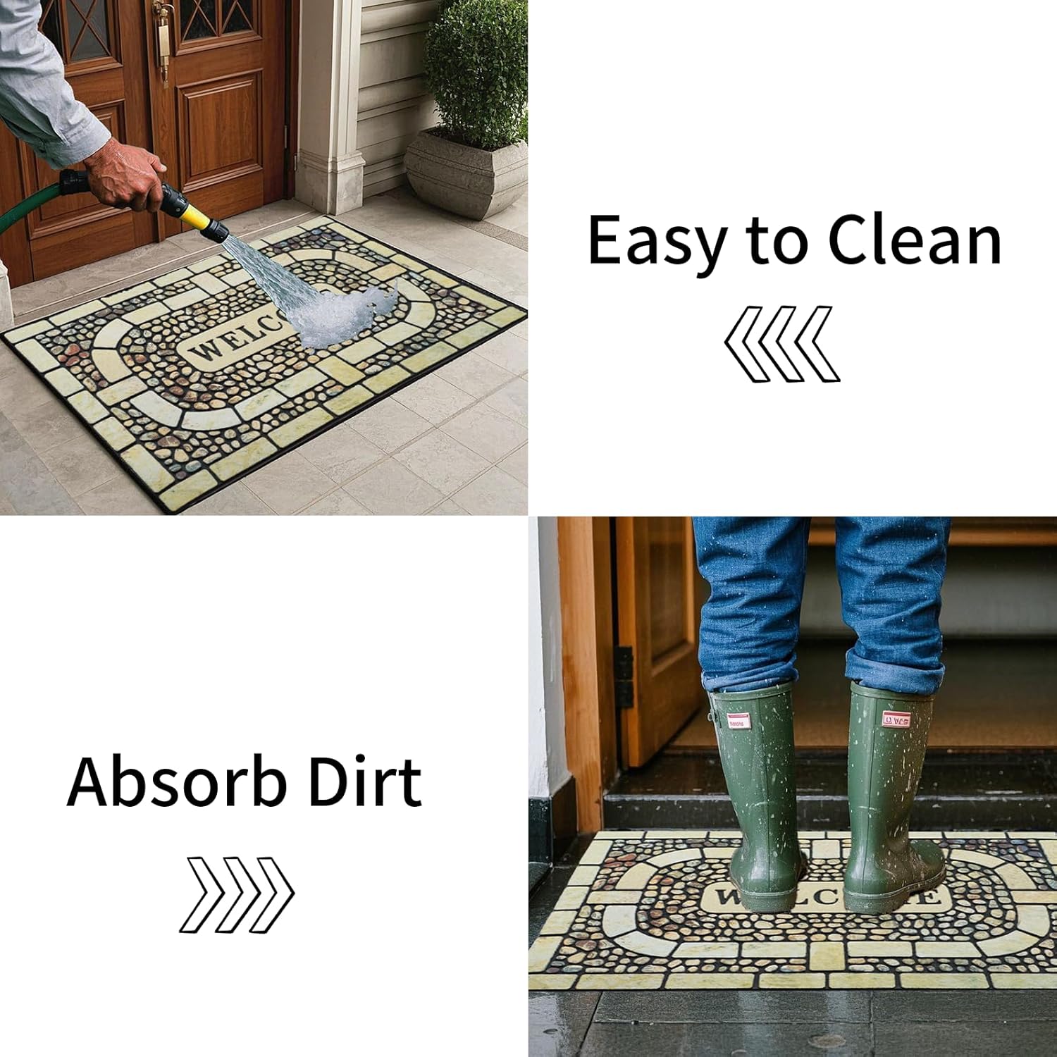 Door Mat Welcome Mat, Heavy Duty Door Mat 23.6 x 35.4 Inch Front Door Mat Rug Doormat for Outdoor