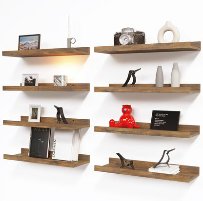 RICHER HOUSE 8 Set Floating Wall Mounted Shelves, Nursery Hanging Book Shelves with Lip for
