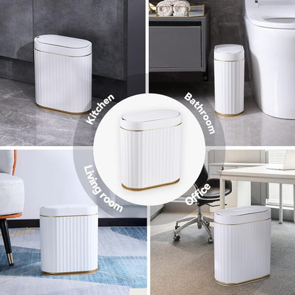 ELPHECO Automatic Motion Sensor Trash Can - 2 Gallon Slimline for Bathroom, Bedroom, Kitchen