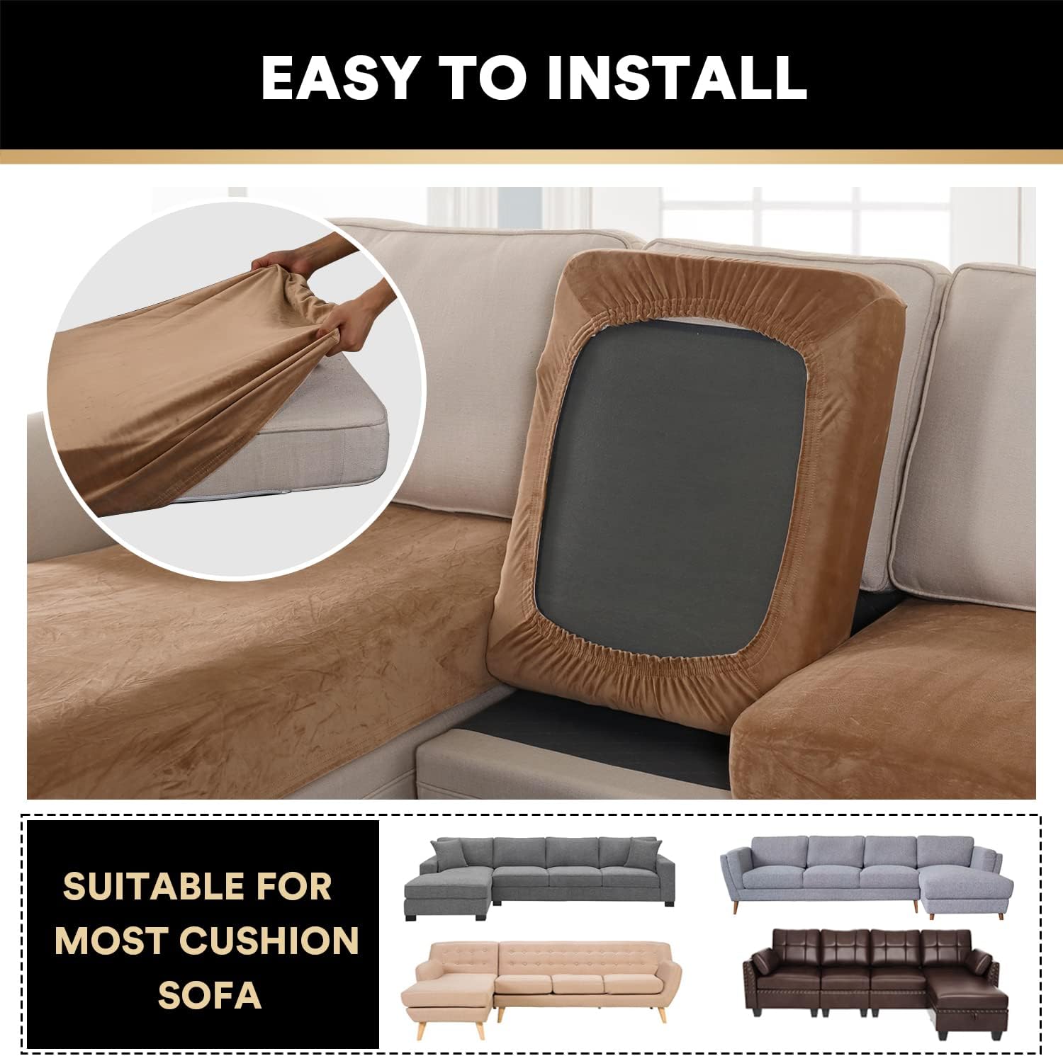 PrinceDeco Sectional Couch Covers 4 Pieces Couch Covers for Sofa Velvet Separate Couch Cover L