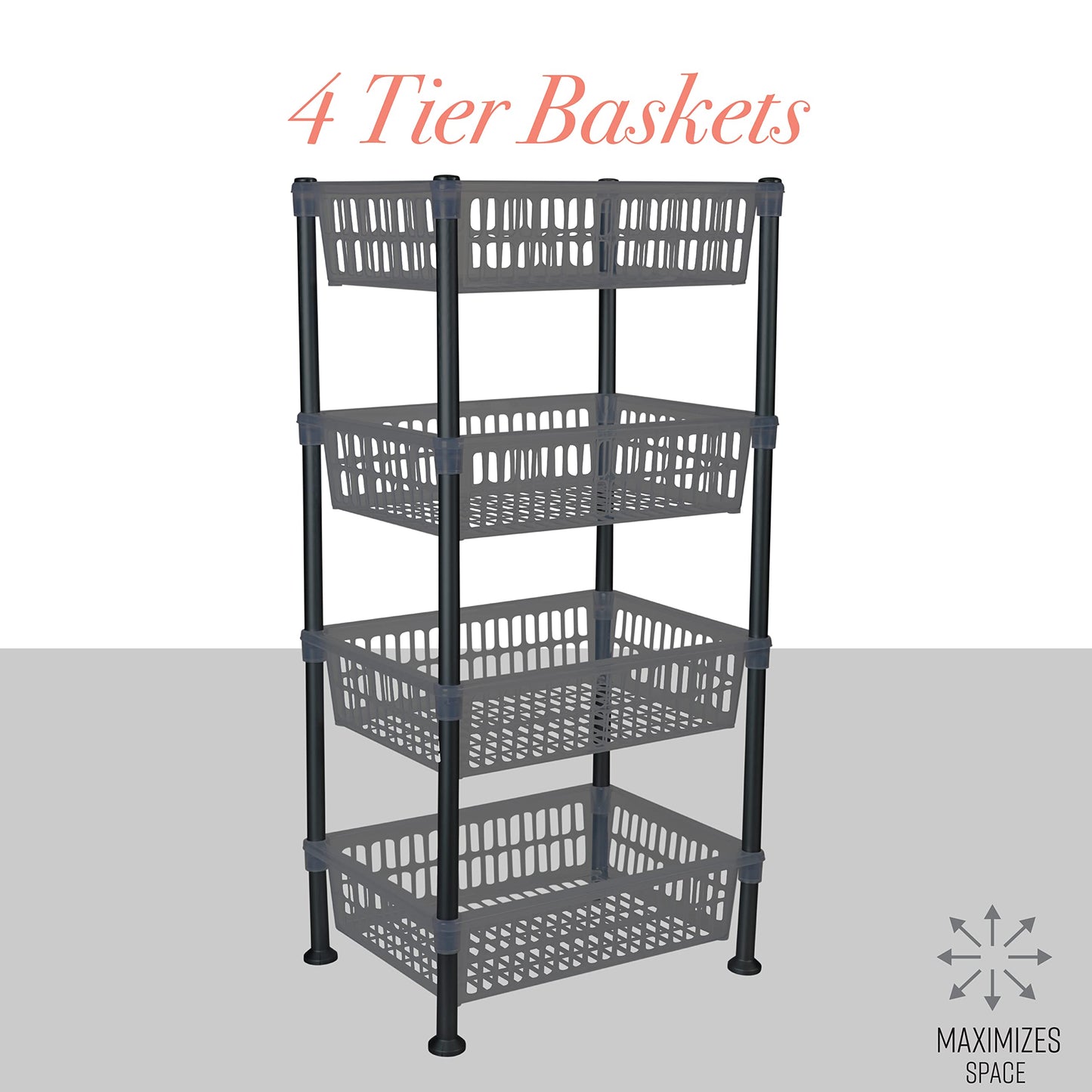 Kitchen Details 4 Tier Slim Basket Shelf Rack | Storage & Organizer | Kitchen | Bathroom | Laundry