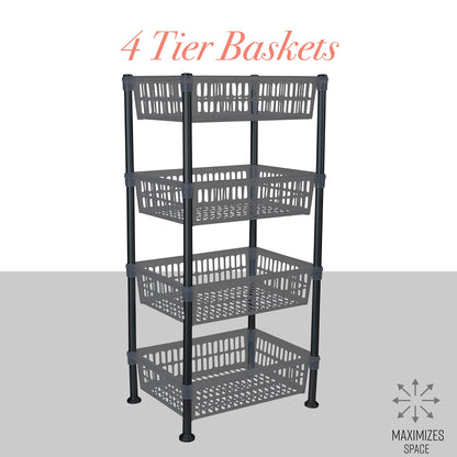 Kitchen Details 4 Tier Slim Basket Shelf Rack | Storage & Organizer | Kitchen | Bathroom | Laundry