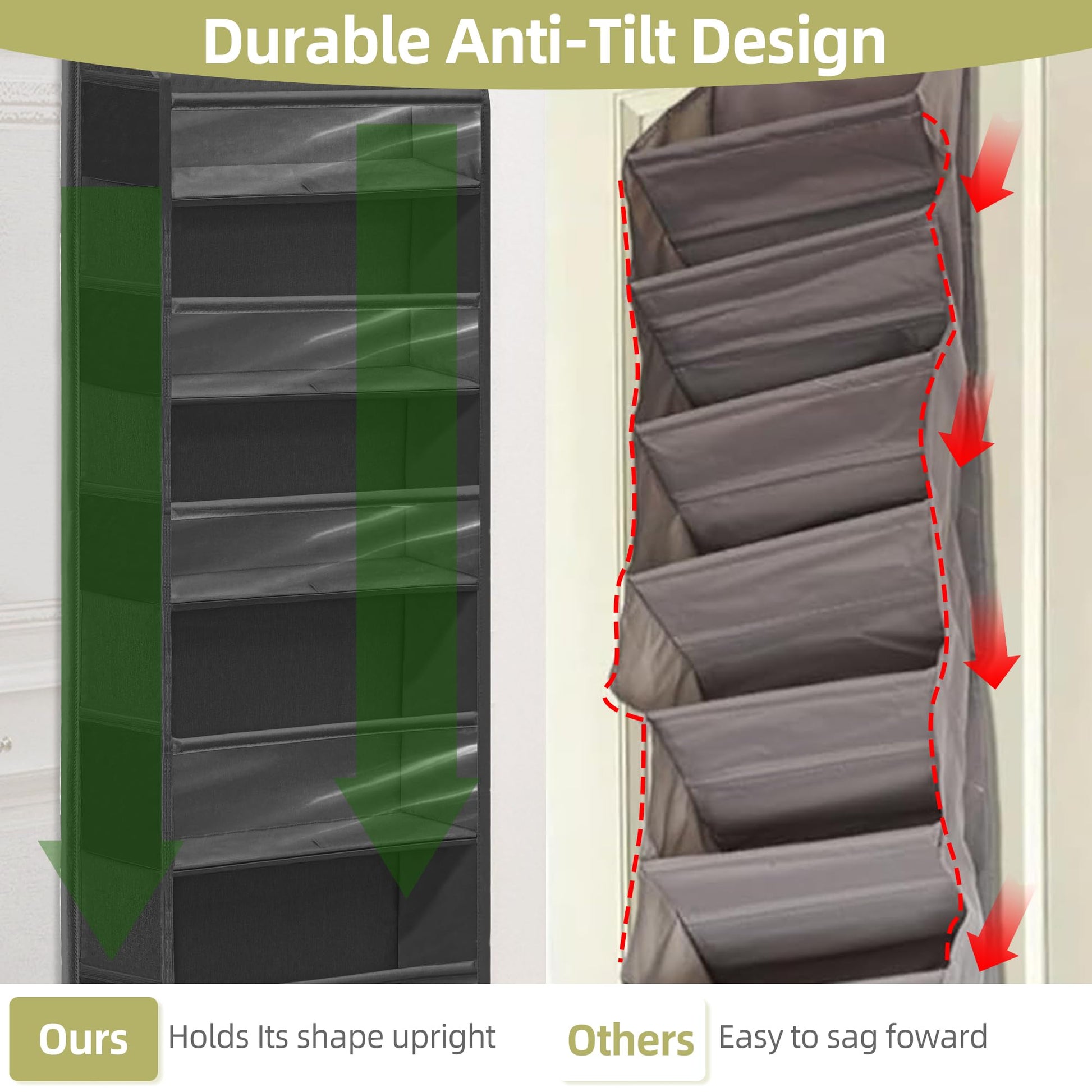STORAGEIDEAS Over Door Organizer with 6 Extra Large Pockets 12 Side Pockets, 2-Pack Sturdy Closet