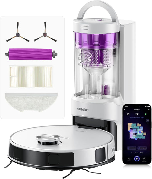 Eureka E20 Plus Robot Vacuum with Bagless Self Emptying Station, Robotic Vacuum and Mop Combo