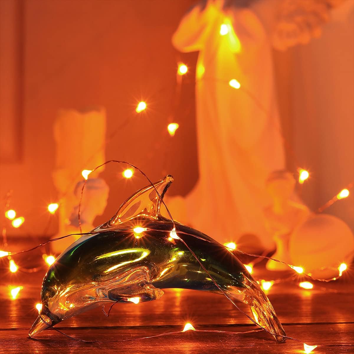 Mini Halloween Fairy Lights Battery Operate, 1 Pack Copper Wire Night Lights 3*AAA Battery Powered