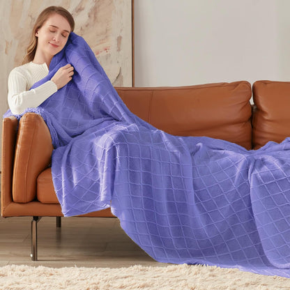 inhand Knitted Throw Blanket for Couch and Bed, Soft Living Room Home Decor Knitted Blanket with