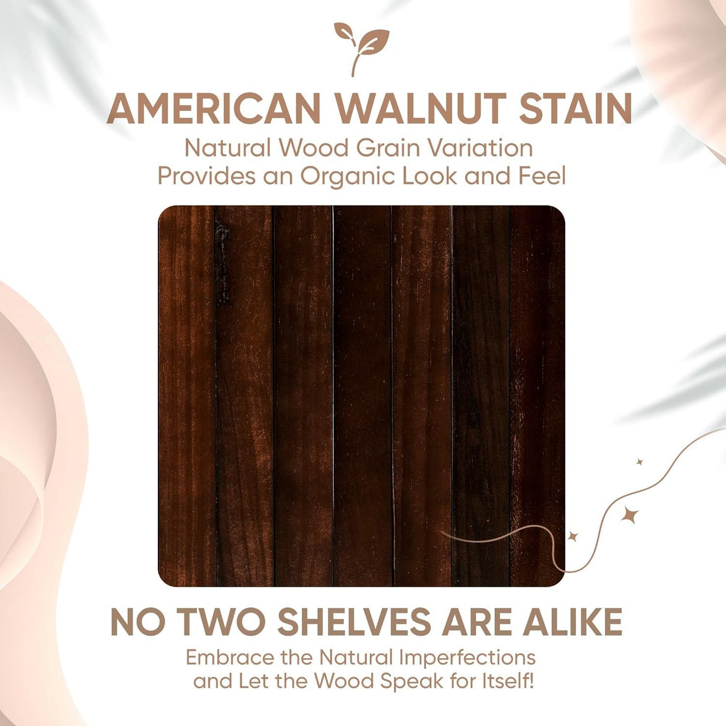 Homeforia Walnut 42 inch Floating Shelves, High End Solid Real Wood 42inch Floating Shelf for Wall