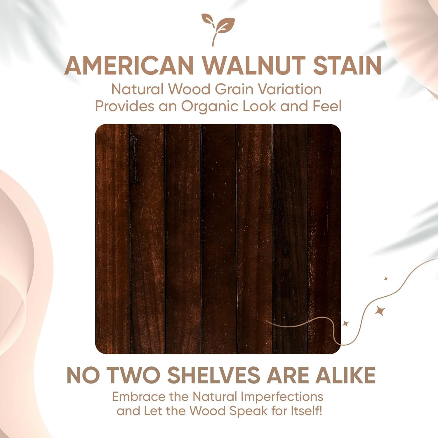 Homeforia Walnut 42 inch Floating Shelves, High End Solid Real Wood 42inch Floating Shelf for Wall