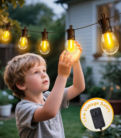 Outdoor String Lights Patio LED Light Outside - 60M IP65 Waterproof 58+2 S14 LED 200ft Porch