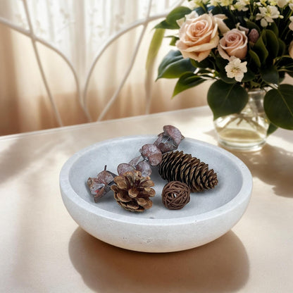 Travertine Decorative Bowls for Home Decor, Fruit Bowl for Kitchen Counter, Keys Bowl for Entryway