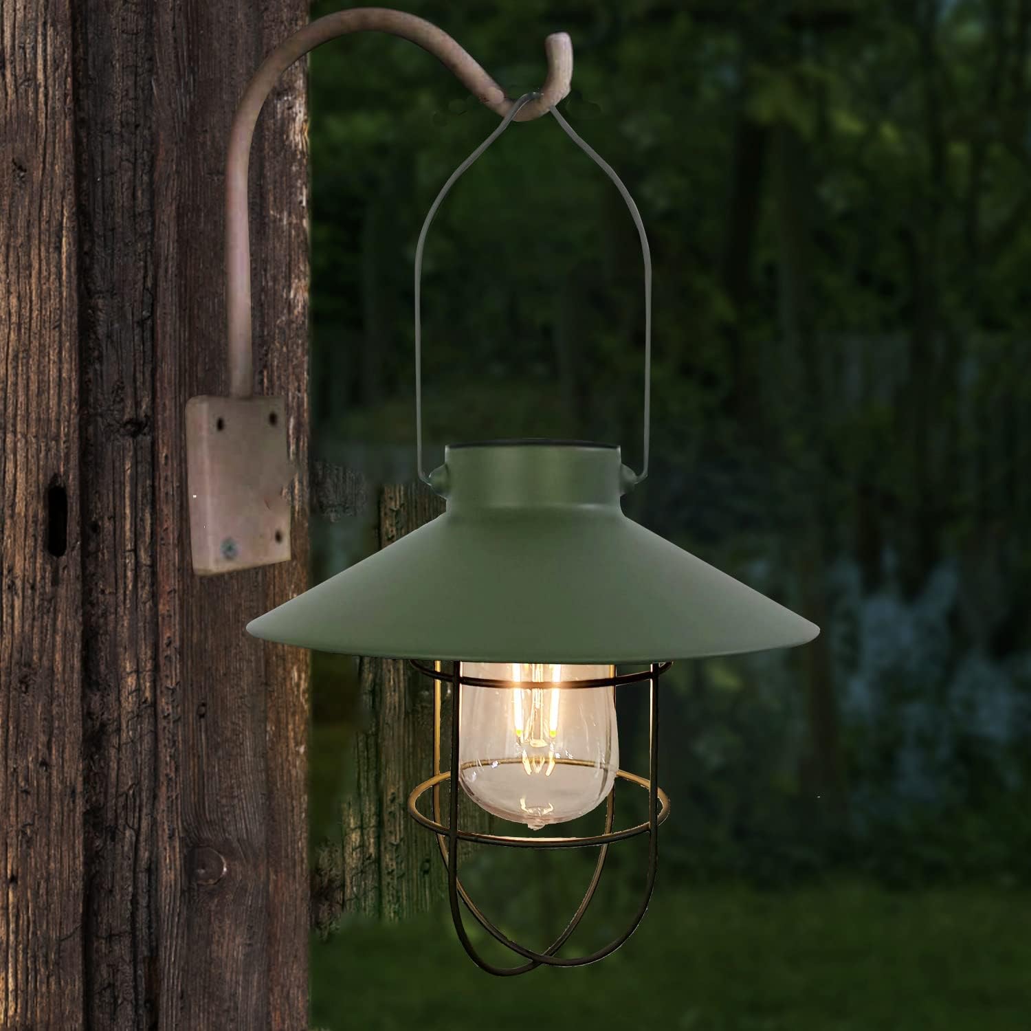 pearlstar Solar Lantern Outdoor Hanging Light Metal Farmhouse Solar Lamp with Warm White Edison