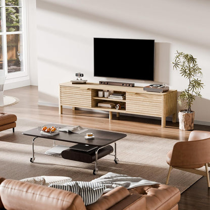 TV Stand for Living Room - up to 65 Inch TVs Mid Century Modern Entertainment Center with Storage