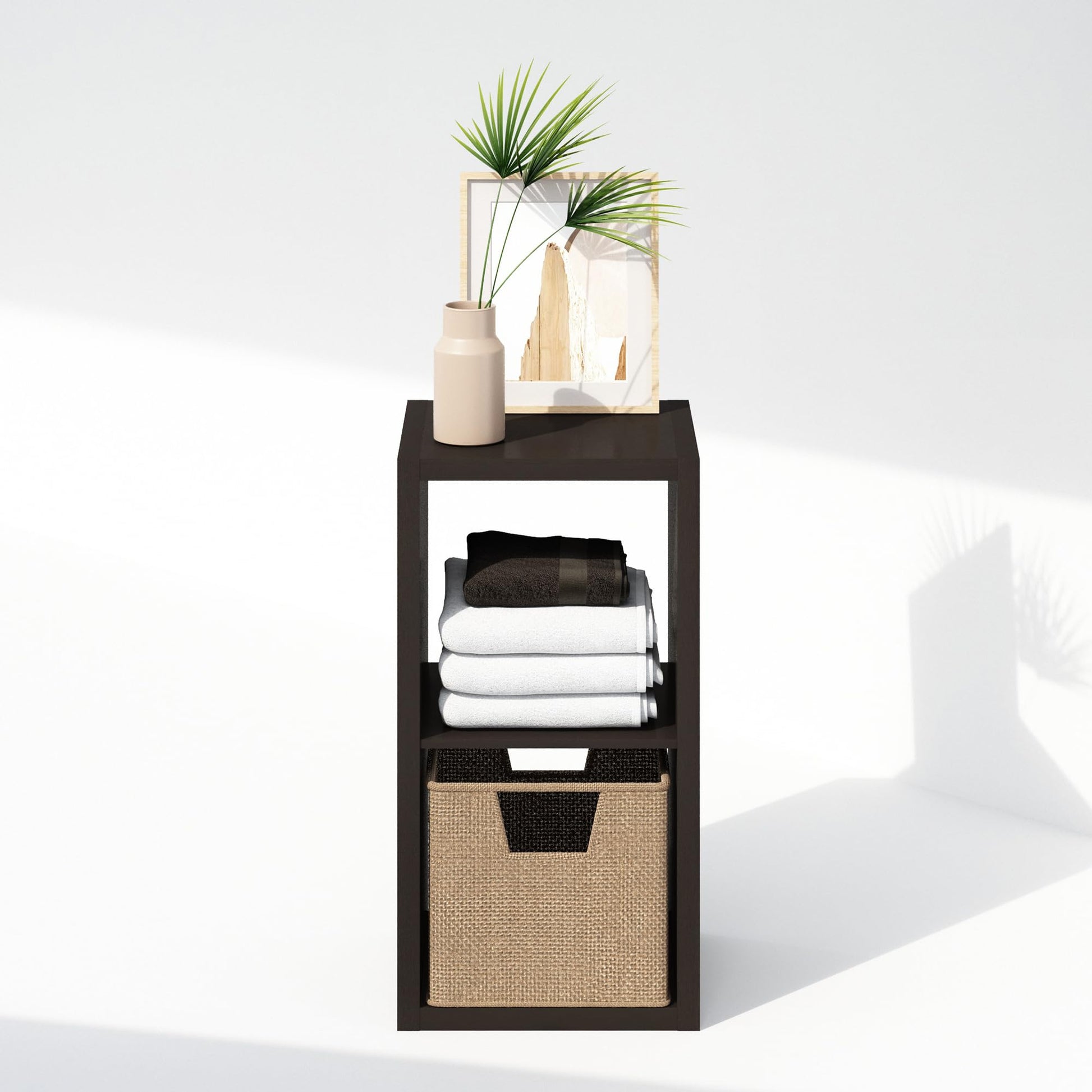 Furinno Cubic Extra Thick 2-Cube Closet Organizers and Storage, Dark Oak