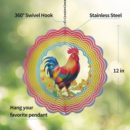 Wind Spinners Outdoor Chicken Decorations - Birthday Gifts for Women Mom Grandma, Rooster Deocr