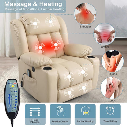 PARKOL Power Lift Recliner Chair for Elderly Breathable Leather Recliner Chair with Massage and