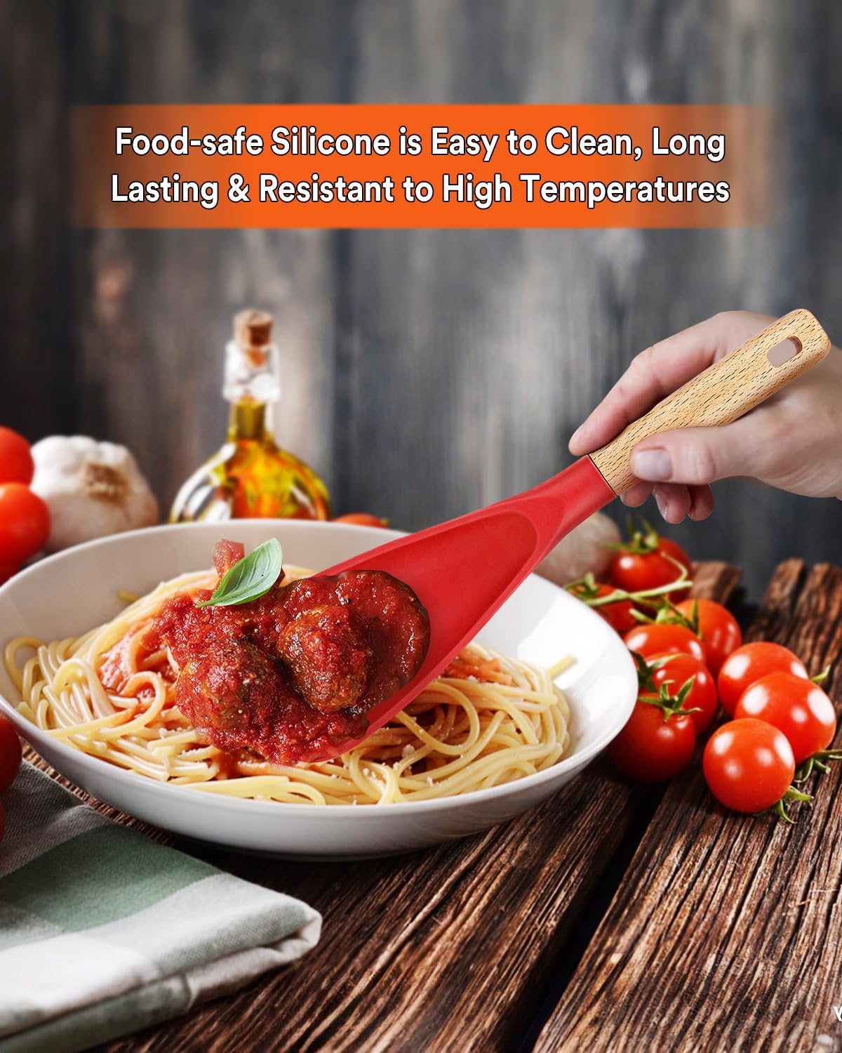 Cooking Spoon for Nonstick Cookwares, Great for Cooking and Serving Sturdy BPA-Free Matte Silicone