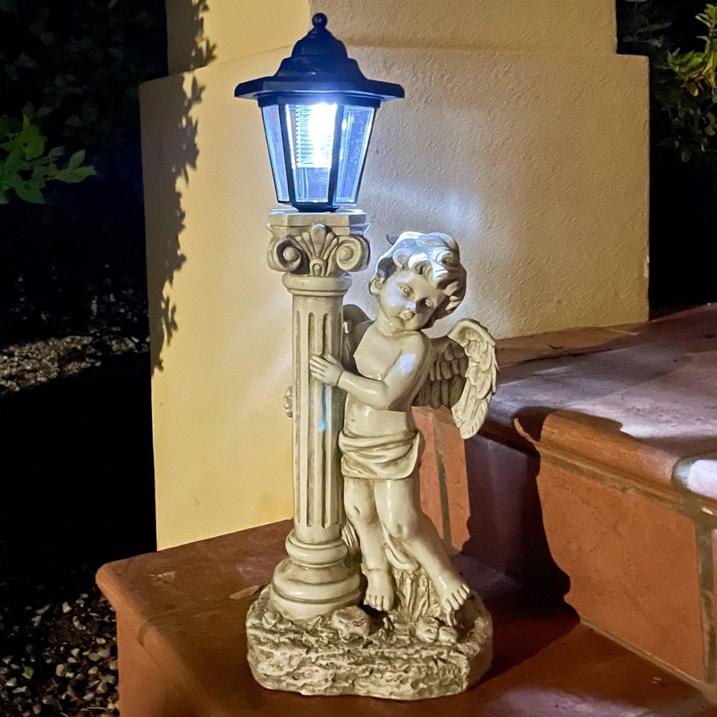 Angel Statue with Solar Lights (Right) 19.7 Inch, Outdoor Solar Angel Garden Statue with Roma