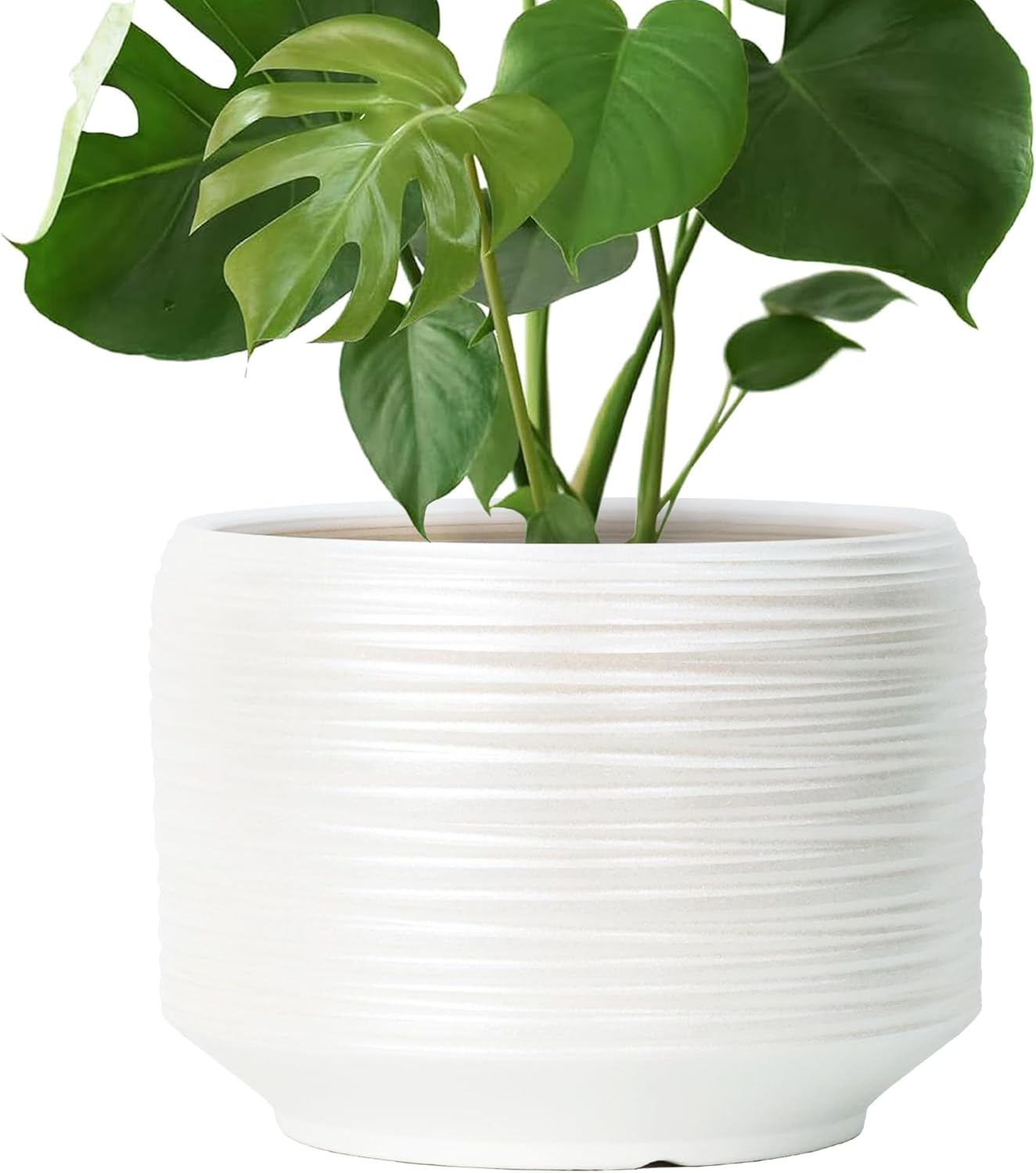 10 Inch Ceramic Plant Pot with Drainage – Large Flower Pot for Indoor Outdoor Plants, Modern