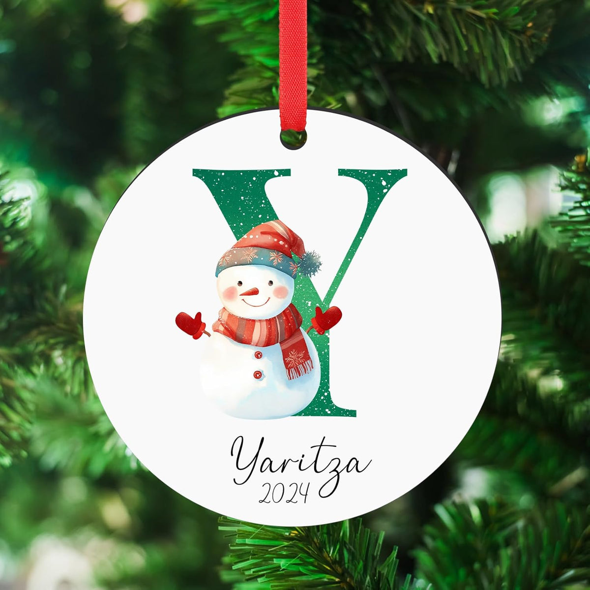 Personalized Christmas Ornaments 2025 Wood Custom Name Date Initial A-Z Monogram Christmas Ornament