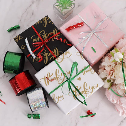 BEISHIDA 3 Pack Christmas Curling Ribbons Red Green Silver Balloons String Ribbons for Gift