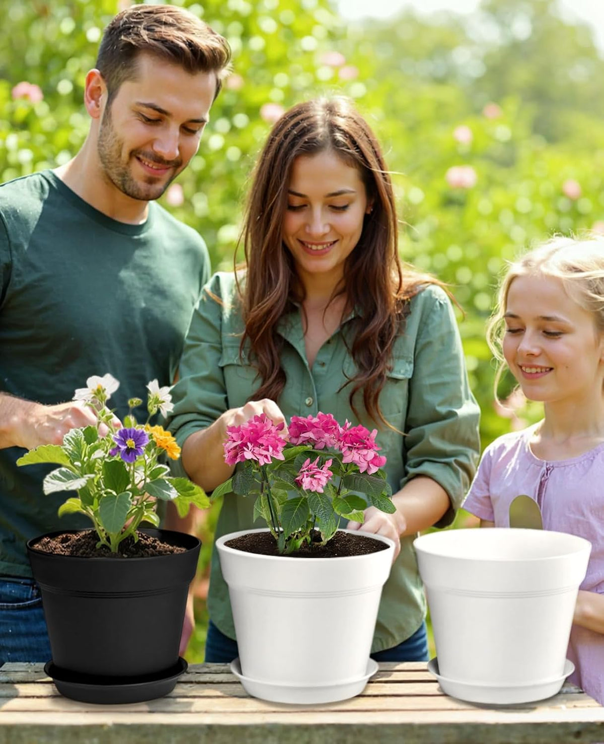 homenote Plant Pots,7.5 Inch Flower Pots for Plants Plastic Planters for Indoor with Multiple