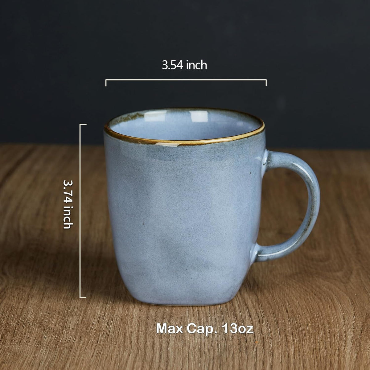 famiware Coffee Mugs Set of 4, Ocean Square 13oz Coffee Cup Set with Handle for Cocoa, Milk, Hot