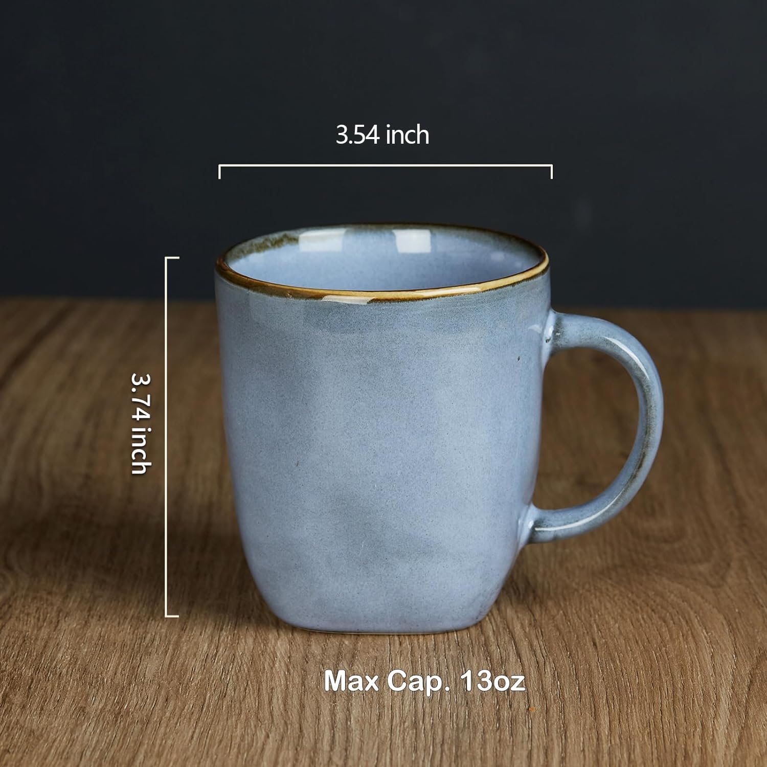 famiware Coffee Mugs Set of 4, Ocean Square 13oz Coffee Cup Set with Handle for Cocoa, Milk, Hot