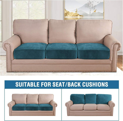 H.VERSAILTEX Velvet Stretch Couch Cushion Cover Plush Cushion Slipcover for Chair Loveseat Sofa