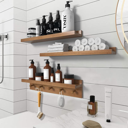 MBYD 24 Inch Floating Shelves, Picture Ledge Shelf, Natural Wood Wall Shelf, Nursery Book Shelves