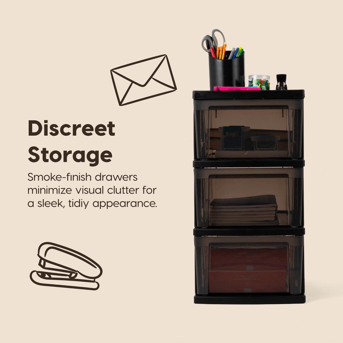 IRIS USA Plastic Drawer Storage Organizer, 3-Drawers, 2-Pack, for Classroom Art Craft Supplies