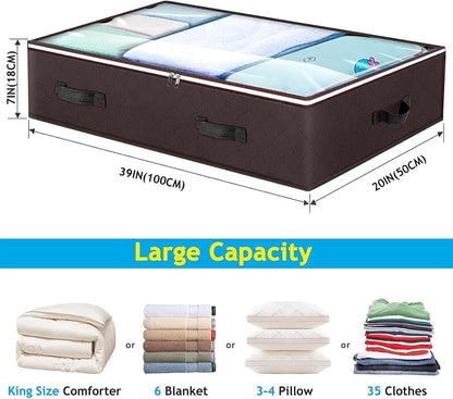 Budding Joy 6 Pack 90L Under bed Storage Containers Organizer Large Capacity Underbed Clothes