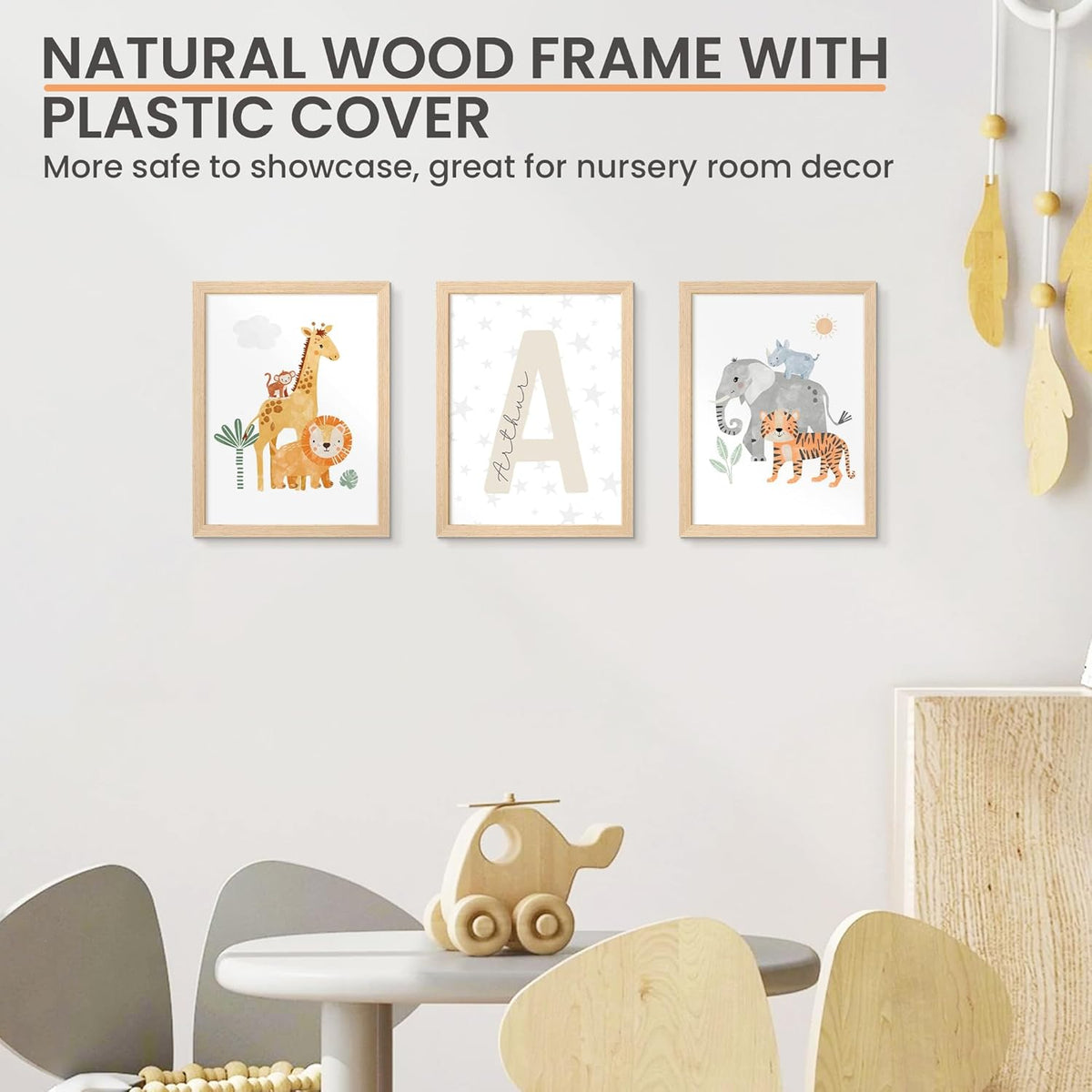 upsimples 9x12 Frame, Natural Solid Wooden Picture Frames, Display 6x8 with Mat or 9 x 12 Without