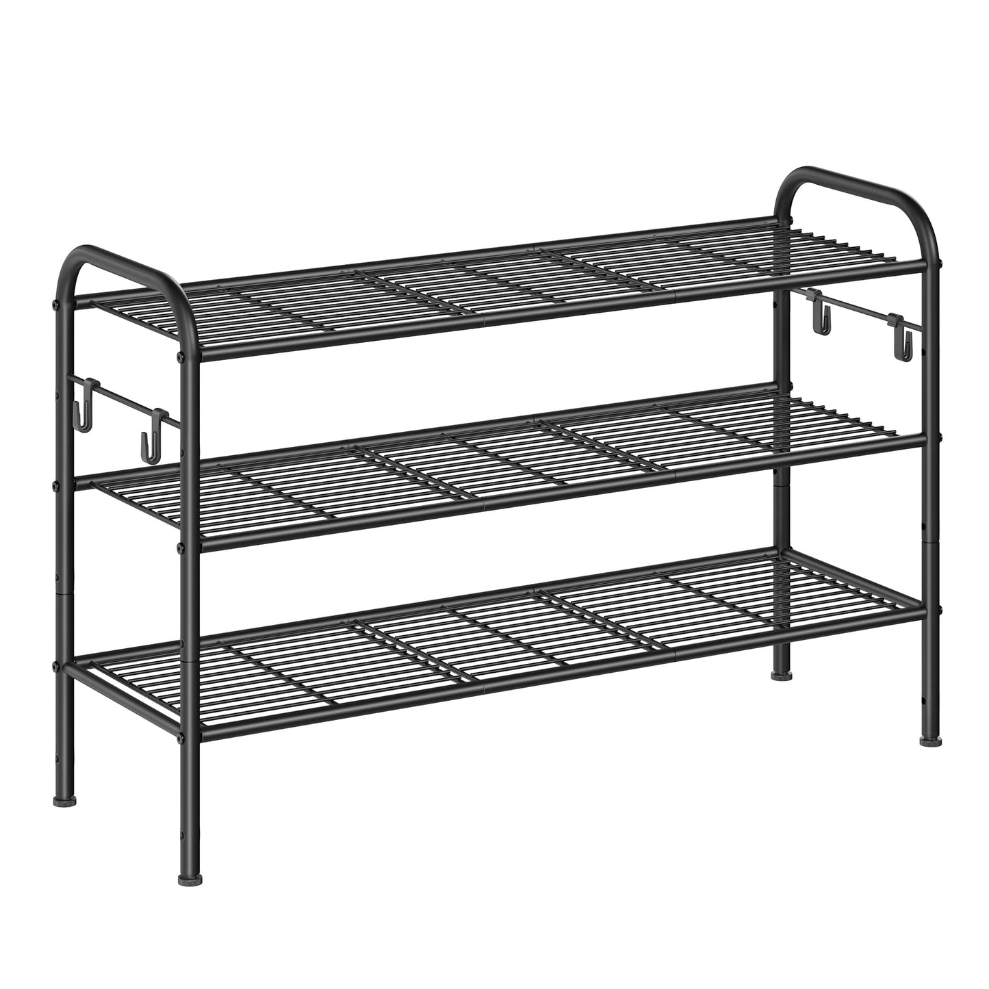 SONGMICS 3-Tier Metal Shoe Rack, Shoe Orgainzer, 33.5" Wide, Holds 16 Pairs
