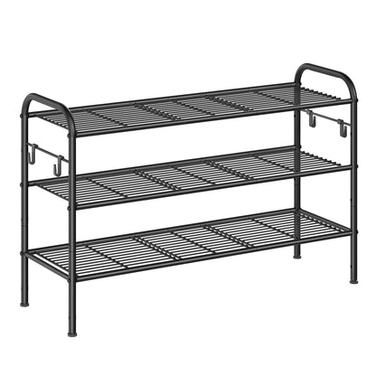 SONGMICS 3-Tier Metal Shoe Rack, Shoe Orgainzer, 33.5" Wide, Holds 16 Pairs