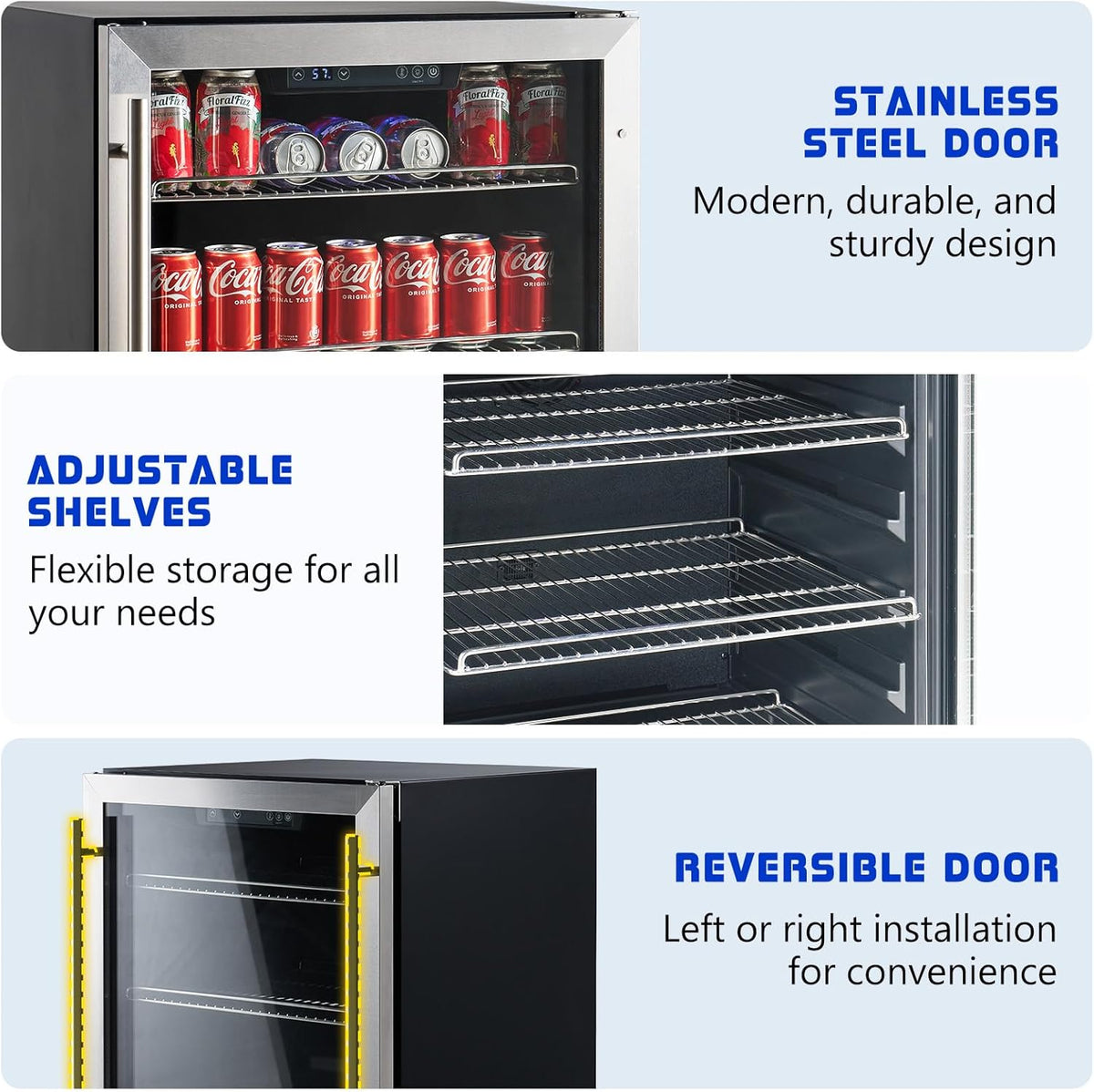 Albott Beverage Refrigerator-24 In fridge with Glass Door, Adjustable Shelves and LED Touch Panel