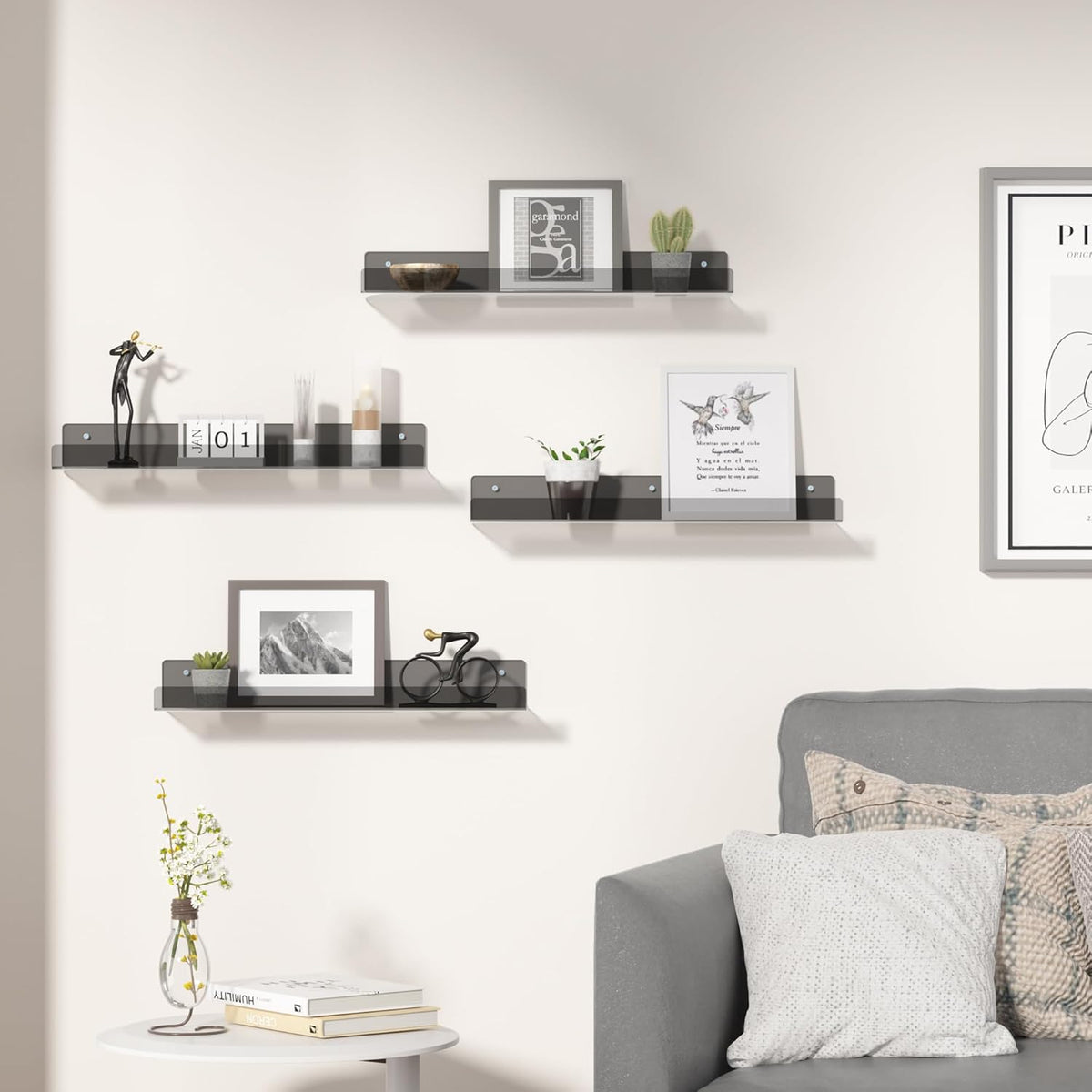upsimples Acrylic Shelves for Wall Decor, 15" Display Shelf Perfume Organizer for Bathroom