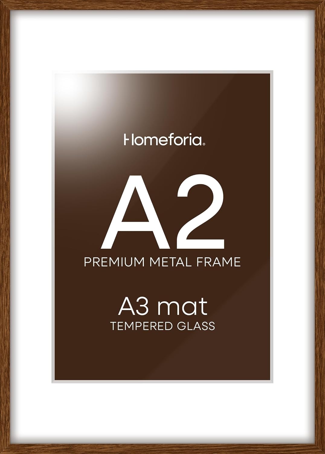 Homeforia A2 Picture Frame Brown, High End Dark Oak 16.5 x 23.4 Wooden Poster Frame Matted to 11.7