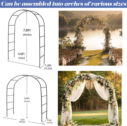 Metal Pergola Arbor Garden Arch - 4.6 * 7.8 or 6.4 * 7.5Ft, Assemble Freely 2 Sizes for Various