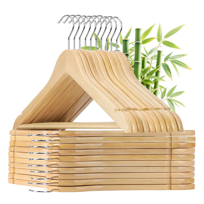 Liyarya 30 Pcs Wooden Hangers, Heavy Duty Clothing Rack for Coat, Suits