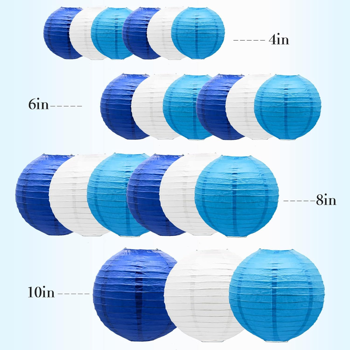 ADLKGG Blue Paper Lanterns Decorative, Hanging Round Paper Lantern Party Supplies for Anniversary