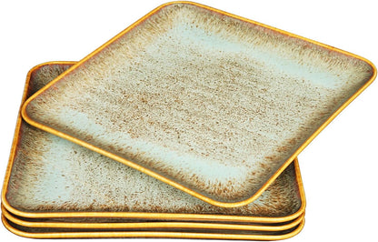 Ceramic Dinner Plates Dish Set,Set of 4,for Lunch snacks -Microwave Oven & Dishwasher Safe,Scratch