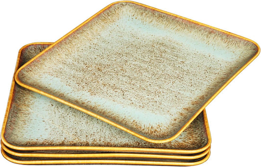 Ceramic Dinner Plates Dish Set,Set of 4,for Lunch snacks -Microwave Oven & Dishwasher Safe,Scratch