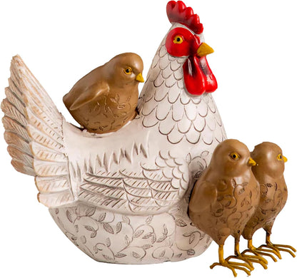 Elenon Chicken Outdoor Garden Statue Decorative, Adorable Flower Bed Rooster Outdoor Statue, Funny