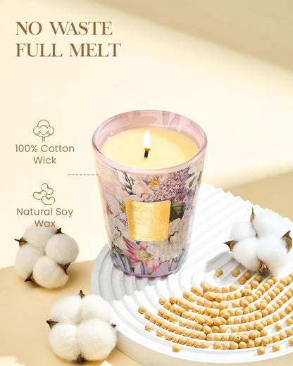 M&SENSE Violet YlangYlang Scented Candle, Soy Natural Wax Candles, 14.1oz 60H Burn Time Slow