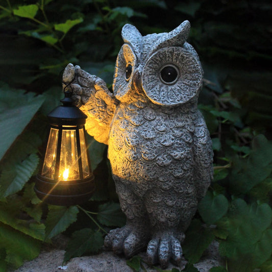 Garden Statues, owl Outdoor Figurines Decorated with Solar Lights, Unique Christmas Birthday Gifts