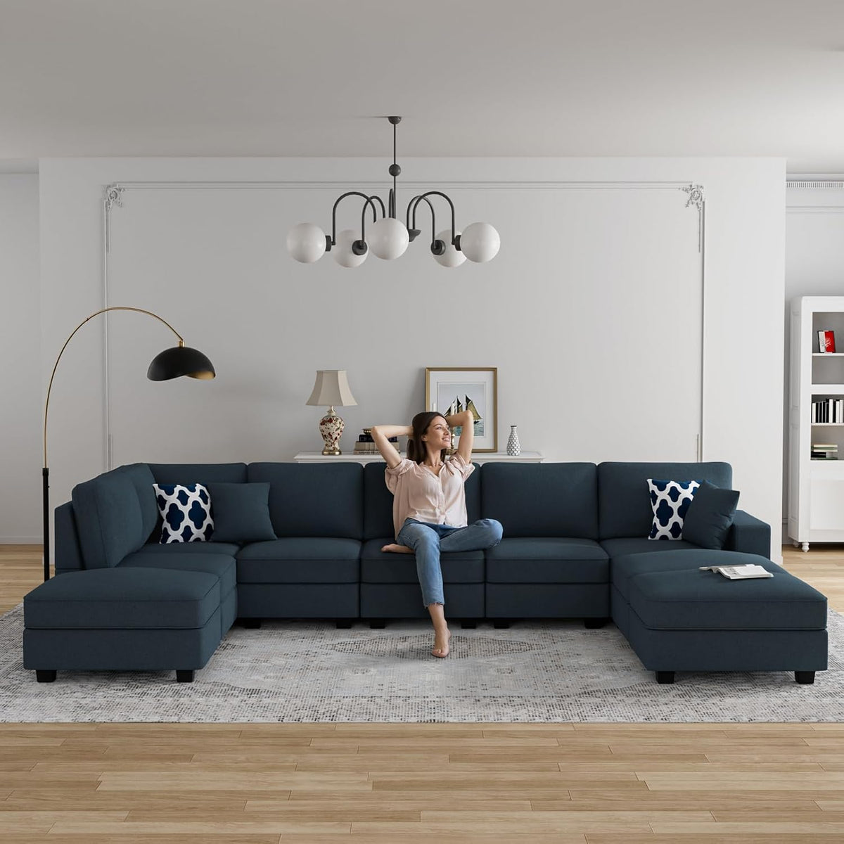 L Lengend Vansen Modular Sectional Sofa U Shaped Couch with Ottoman Modern Reversible Corner
